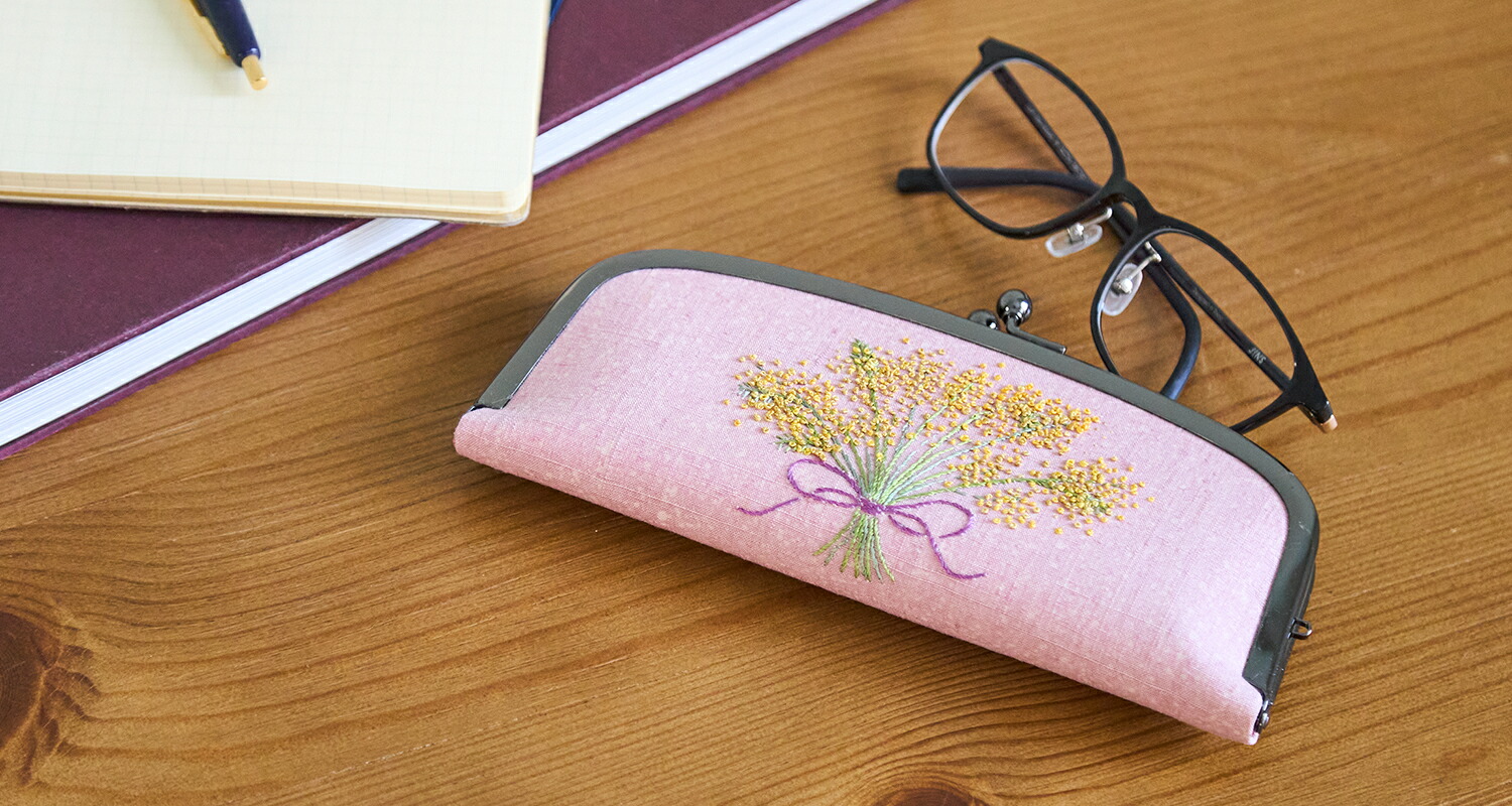 楽天市場】江上工房 刺繍 ハンドメイド 和装 がま口型 メガネ入れ