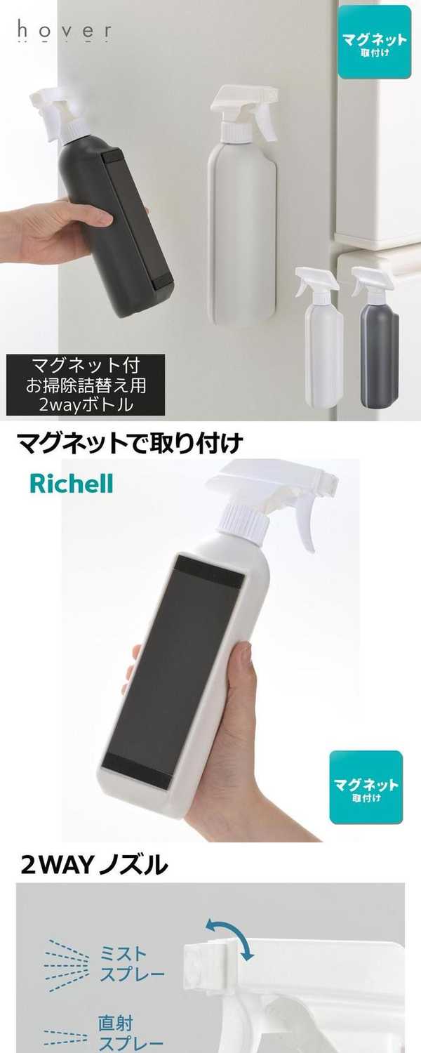 楽天市場】マグネットで貼り付け 詰め替え用 お掃除用 2WAYスプレー