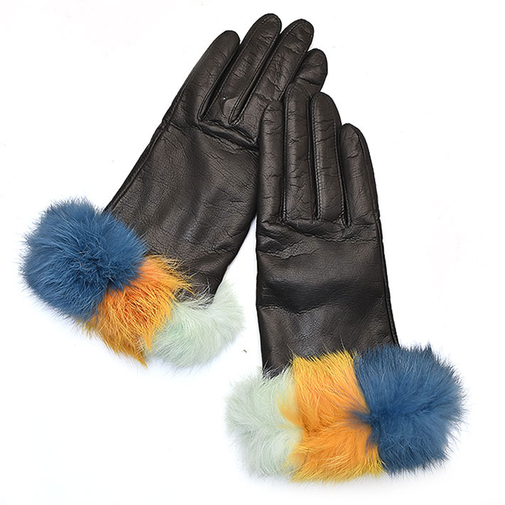 楽天市場】(大特価)ラムレザー グローブ ラビット ファー グローブ