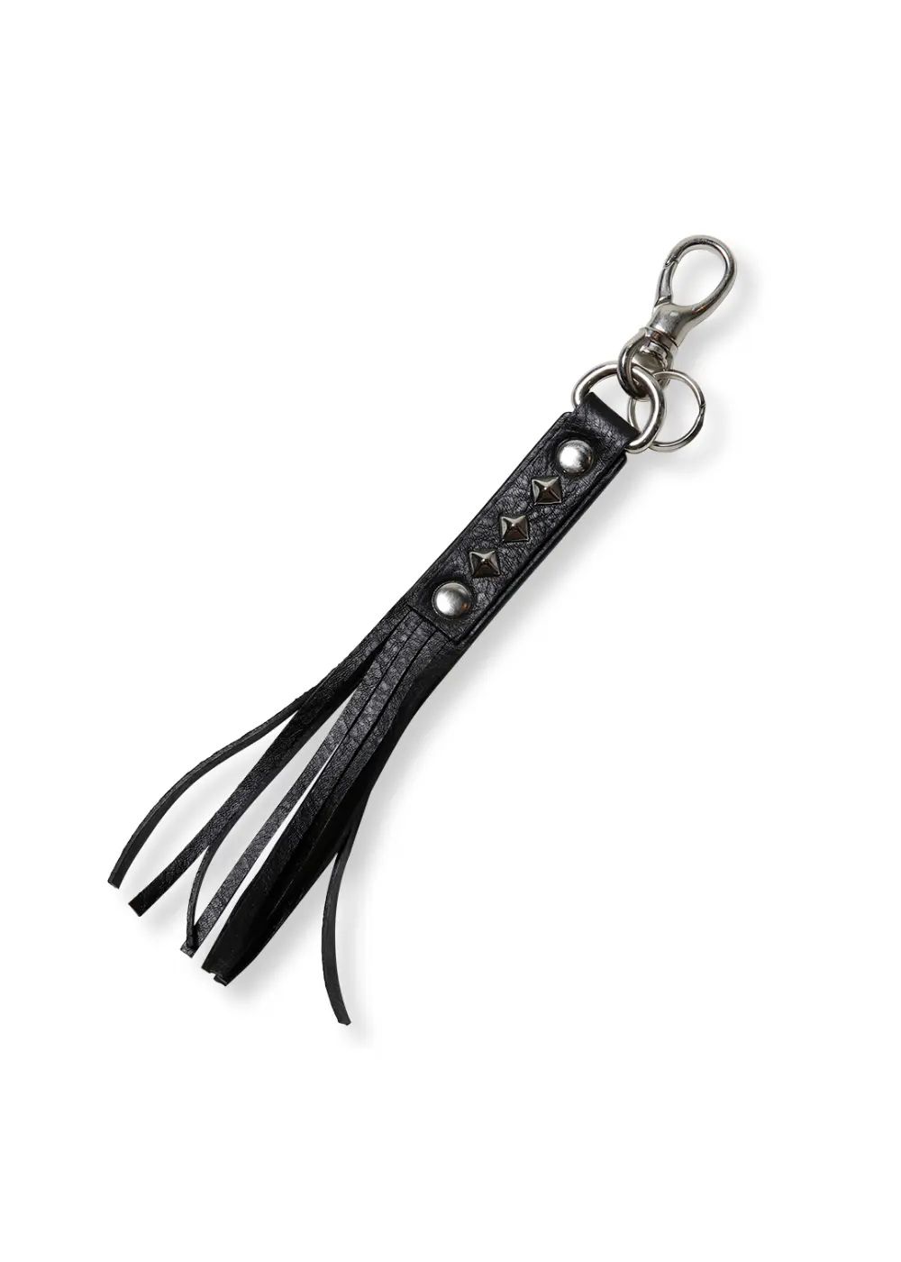 CALEE キーリング CALEE - STUDS & KNITTING LEATHER LONG KEY RING ＜TYPE B＞ (BLACK