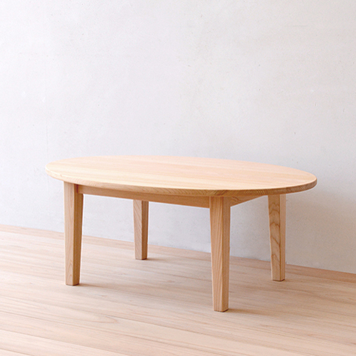 エッグテーブル 卵型のヒノキ無垢 おしゃれ リビングテーブル