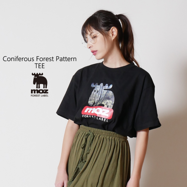 moz FOREST LABEL 針葉樹林柄TEE