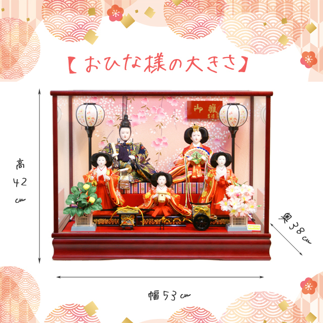 雛人形,吉徳大光,ケース飾り,322-225,三人官女,五人,ひな人形