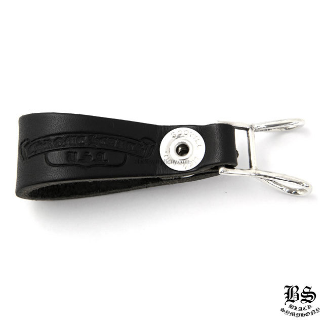 クロムハーツWベルトループクロスボタンブラックレザー|クロムハーツ