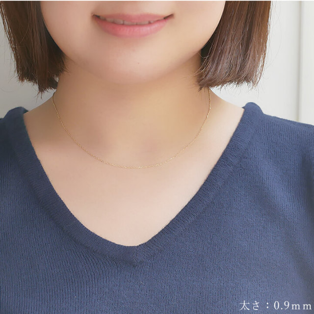 10金 18金 角アズキチェーン カットアズキ 40cm 45cm 50cm 55cm 60cm