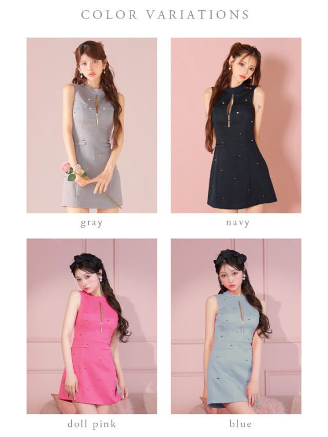 XS～Lサイズあり】ハートボタンキュートネスミニキャバドレス(fm2979)