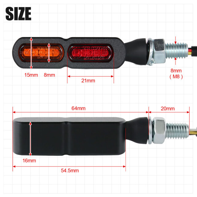 テールライト付 マイクロミニウインカー ダブル リア用 LED 車検対応