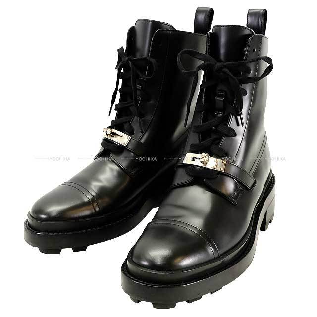HERMES エルメス ブーツ レースアップブーツ ケリーベルト ファンク 黒