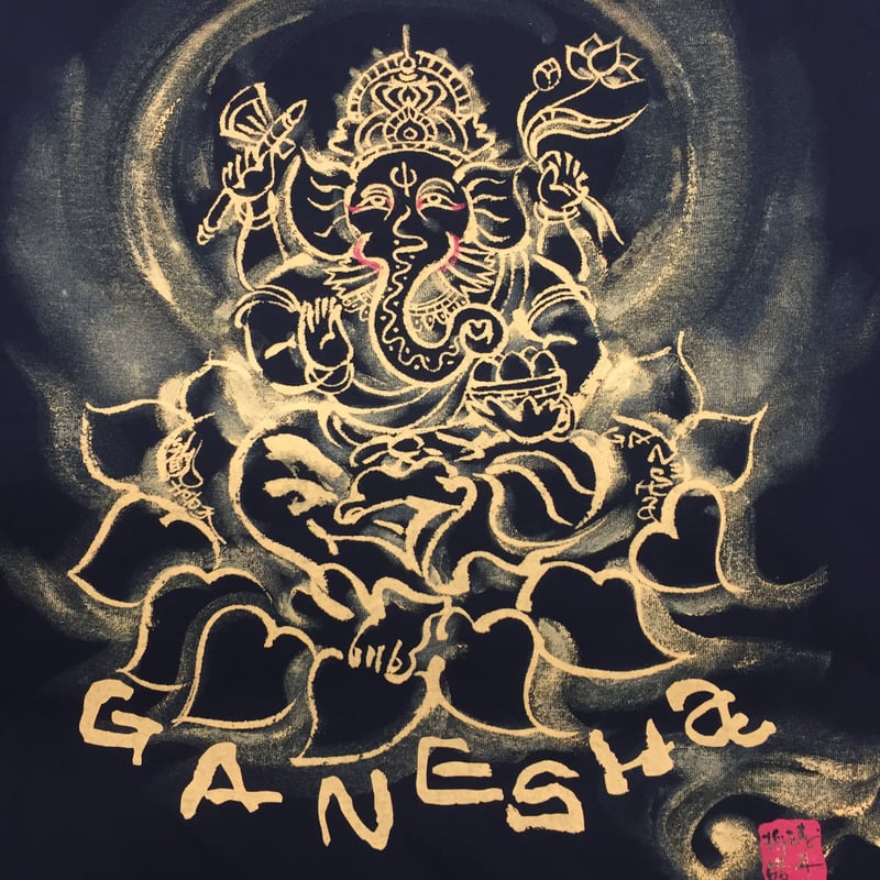 ガネーシャ 手描き絵画 限定版187/999 0115o37 シルク地絵画