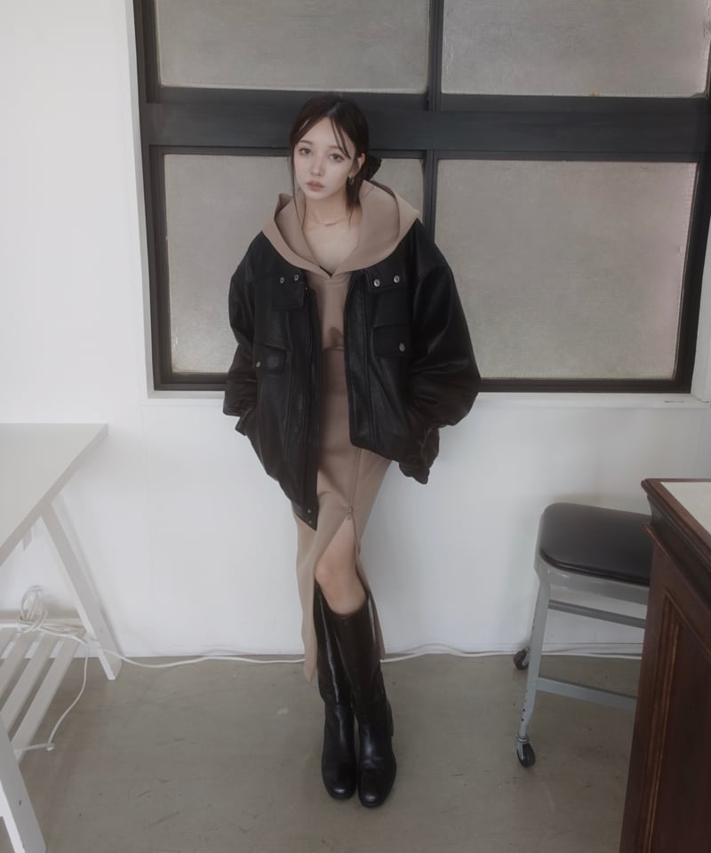 ウォッシュレザーブルゾン /Faux Leather Blouson | FICTION TO