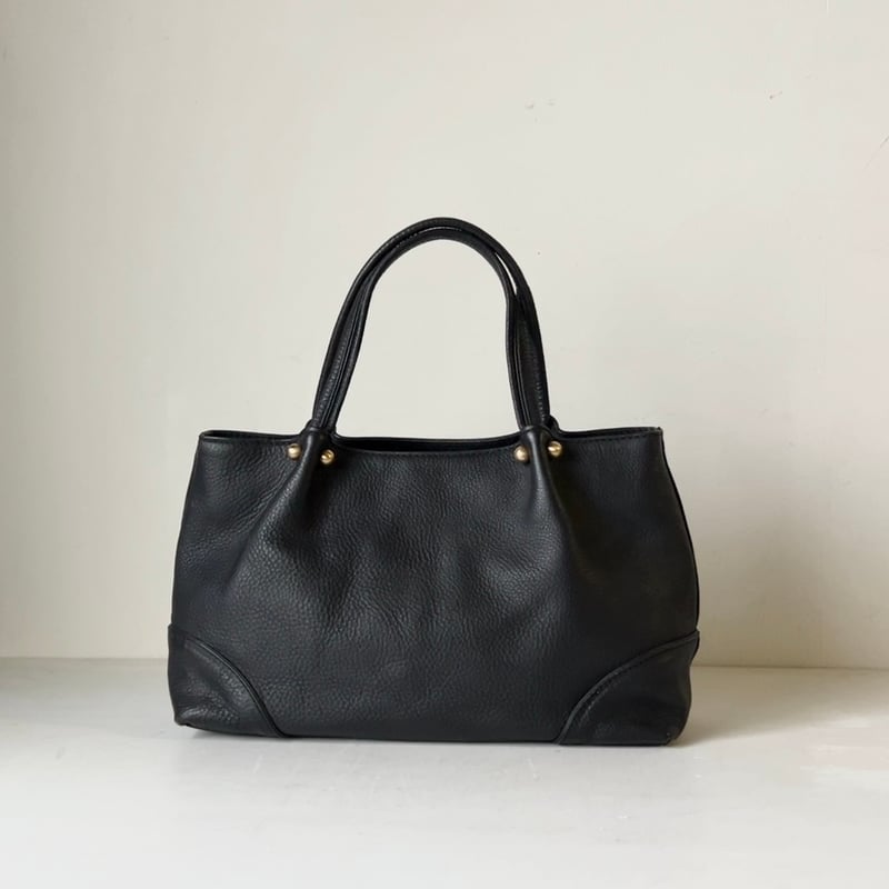 Kitamura キタムラ レザーミニトートバッグ シボ革 ブラック ゴールド