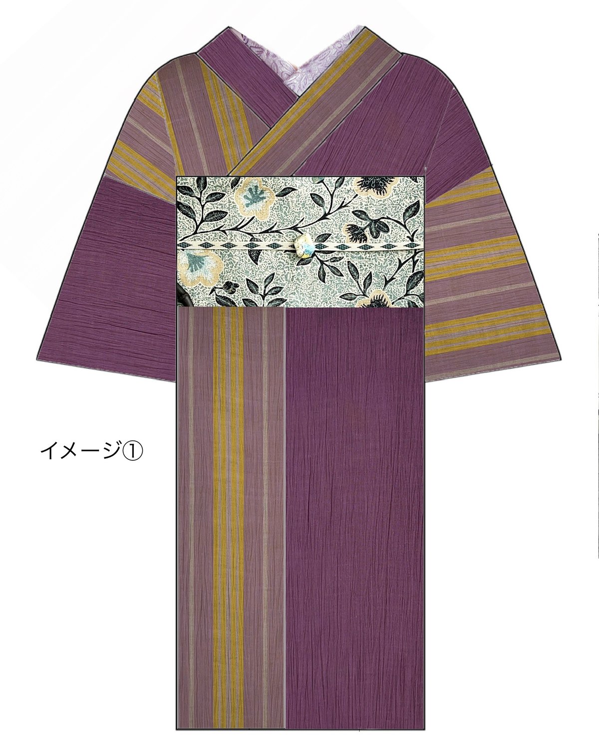 新之助上布】綿麻・天継ぎ肩身がわり「葡萄と杏」（仕立て込み