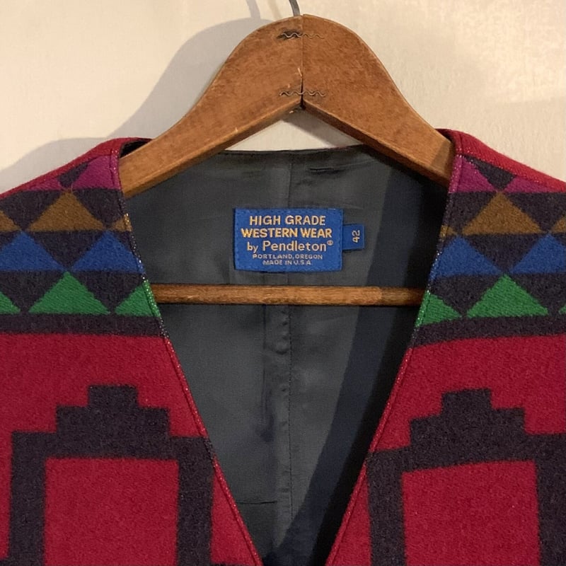 90s PENDLETON ウールベスト ネイティブ柄 USA製 ペンドルトン (S2179)