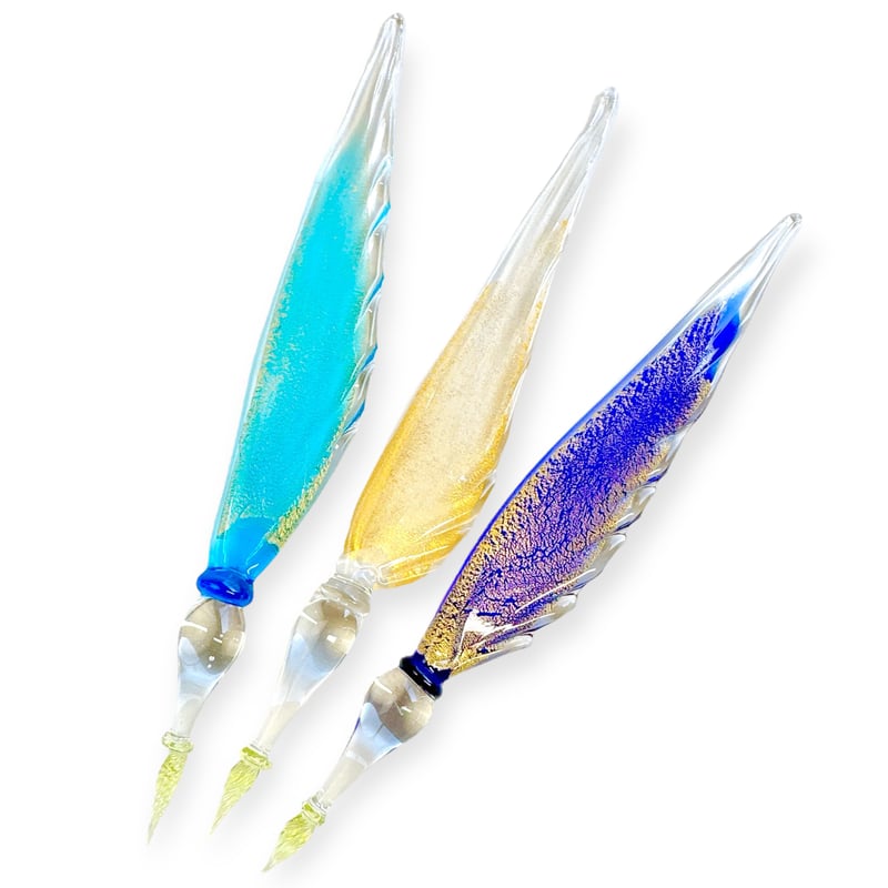 Gold Feather Glass Pen 羽根ペン型 ムラーノガラスペン ヴェネチアング