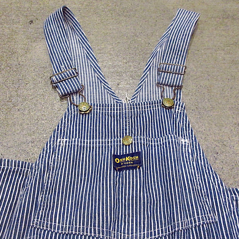 ビンテージ60's70's○OSHKOSHヒッコリーストライプオーバーオール実寸