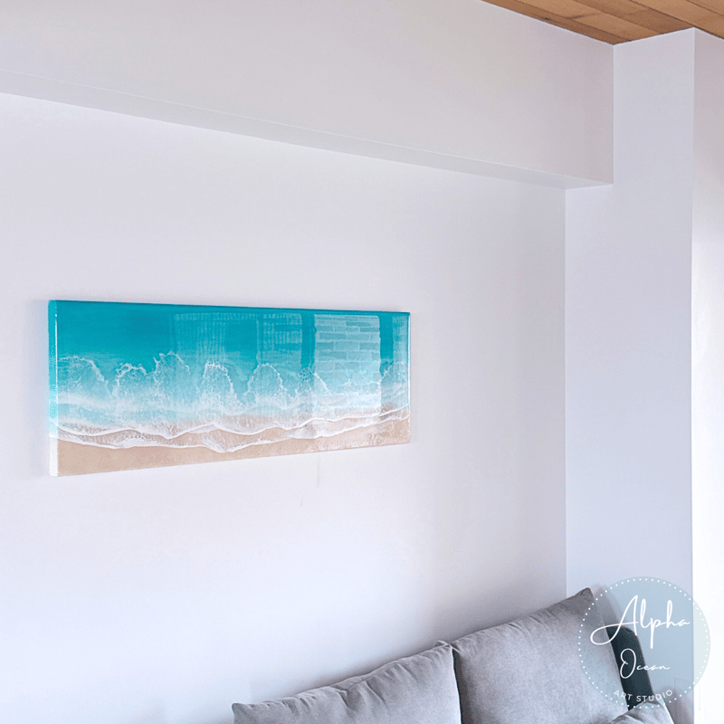 受注制作品】ワイドサイズ 90cm x 30cm 木製パネル オーシャンレジン