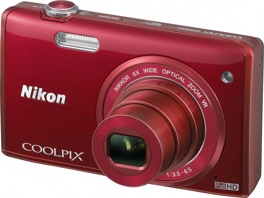 Nikon Coolpix S5200 (Red) 16-megapixel digital camera with 6X