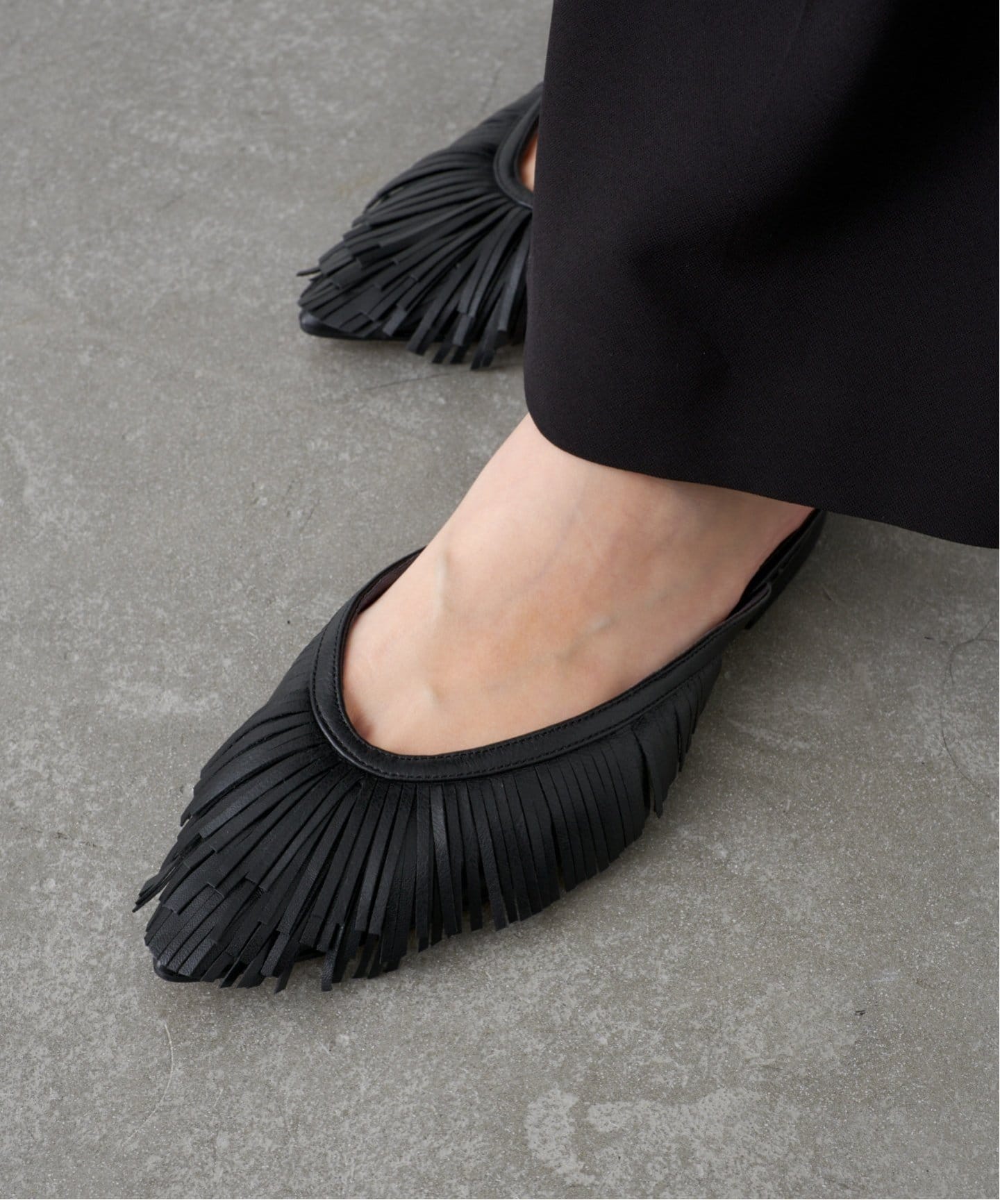 GRISEレザーFRINGEミュール（その他シューズ）｜LE TALON（ル タロン