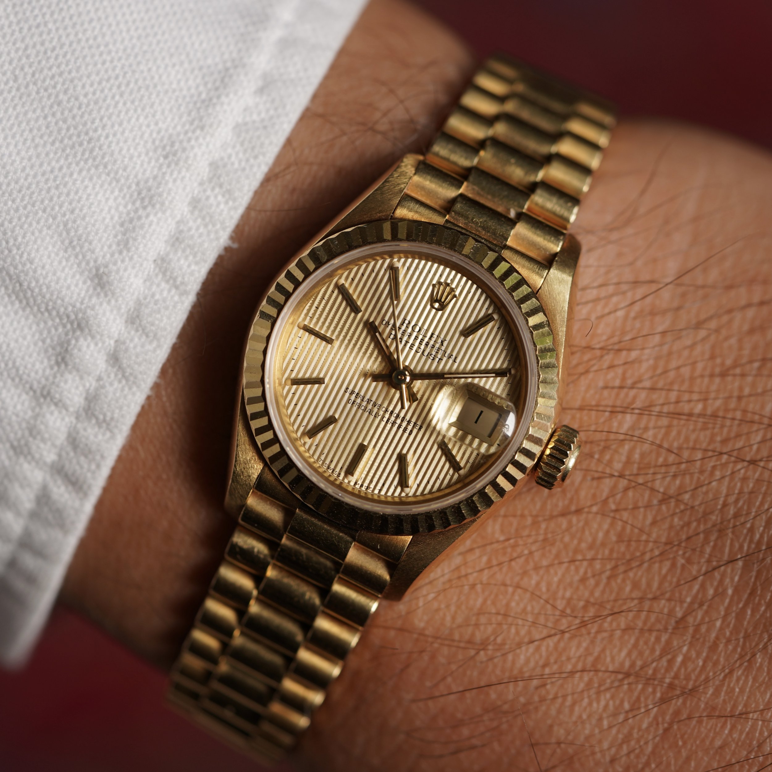 Rolex Ladies Datejust Tapestry Dial Reference 6917 18K Yellow Gold