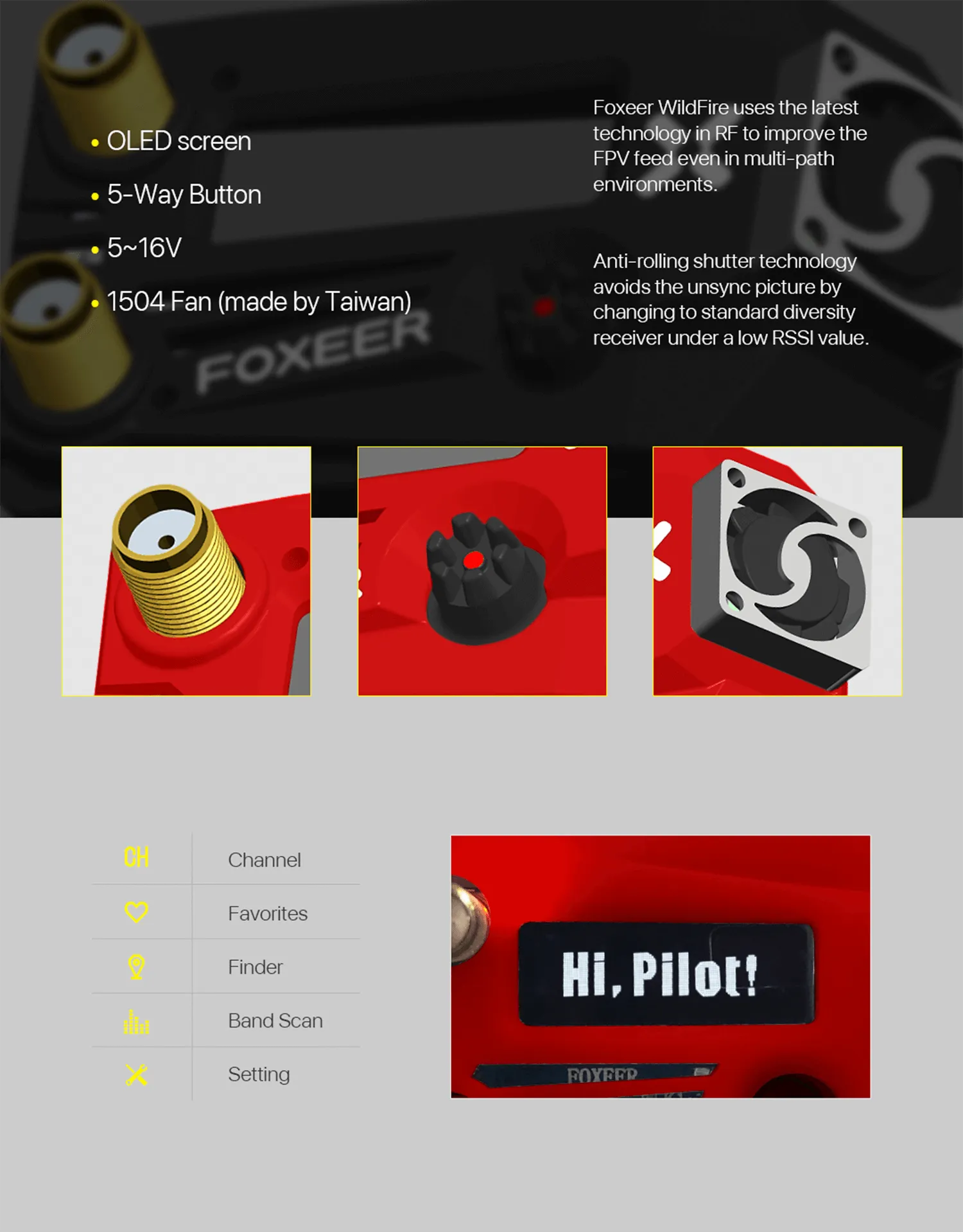 Foxeer Wildfire 5.8GHz 72CH Dual Receiver Clear & Stable