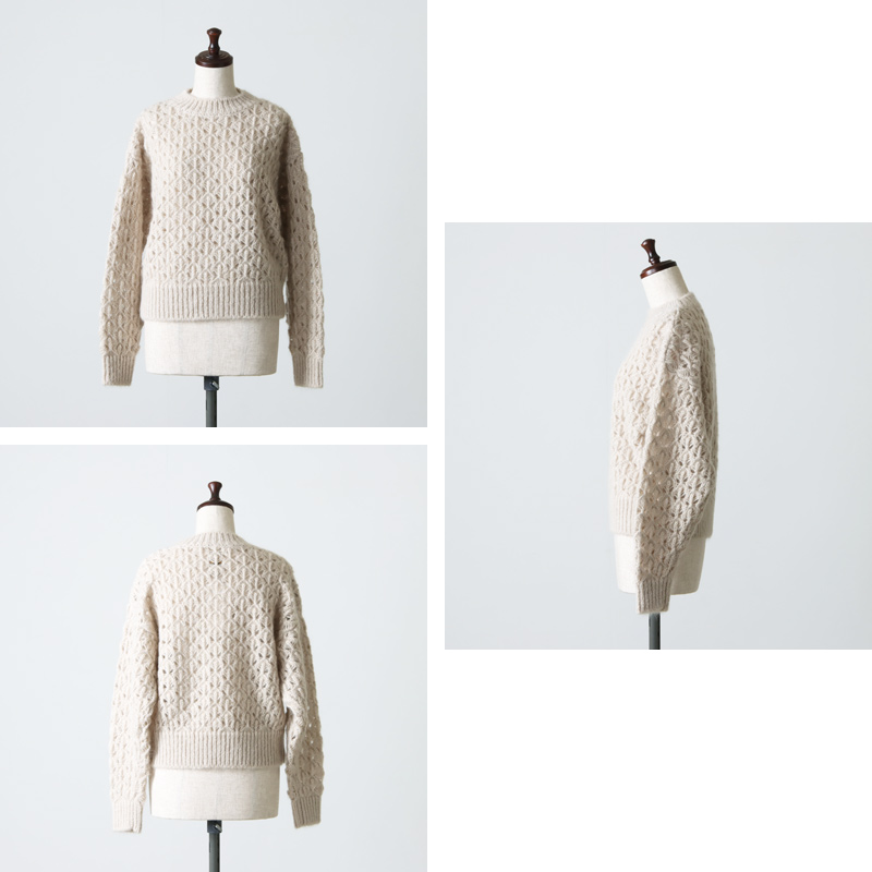 BATONER (バトナー) MOHAIR WOOL LACE CREW NECK / モヘアウールレース