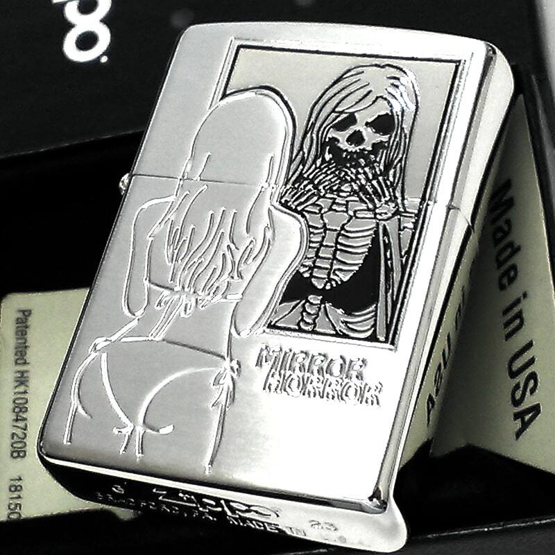 ZIPPO ライター ミラー&ホラー シルバーサテン セクシー ドクロ 鏡
