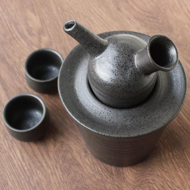 酒器 おしゃれ 冷酒 熱燗 徳利 ぐい呑み セット 蓋付き酒燗器 保温器