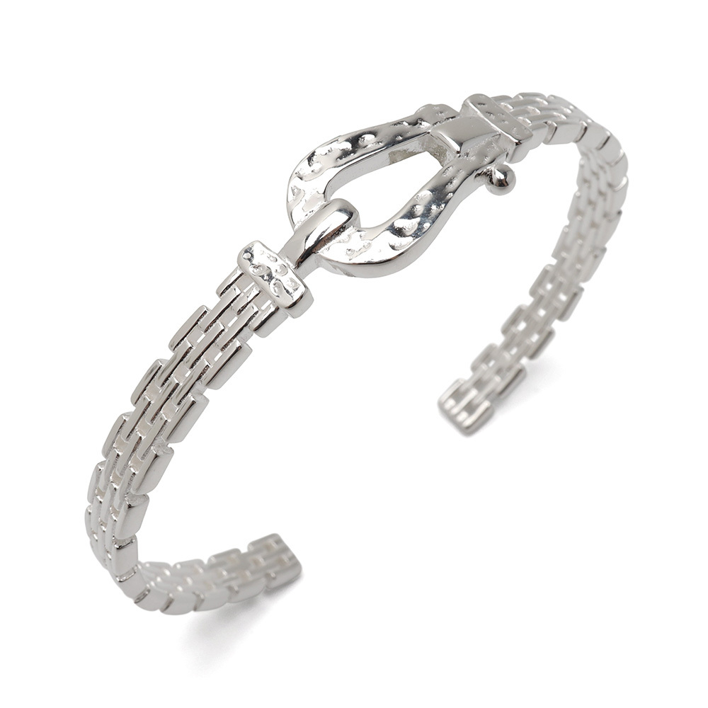 馬蹄バングル 透かし ホースシューバングル シルバー925 シルバー 銀色