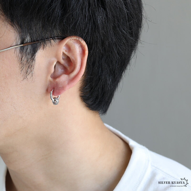 シルバー925素材 フープピアス シルバー silver メンズ S925 唐草