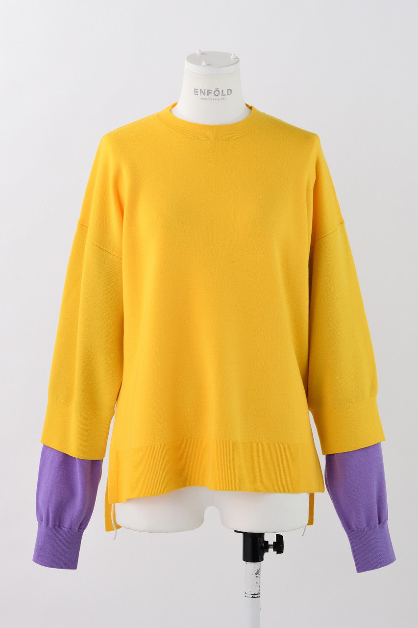 ENFOLD(エンフォルド)｜レイヤードニット P.O/プルオーバー/イエロー