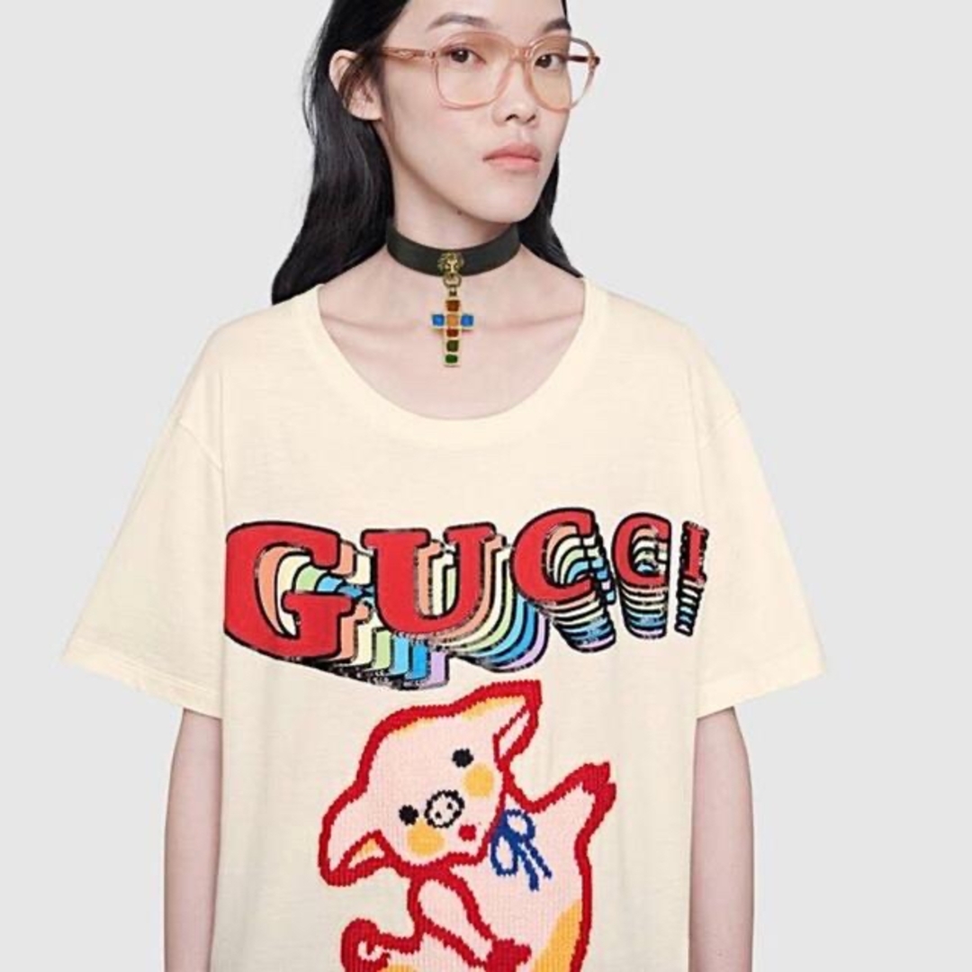 GUCCI - 【 未使用、箱付き 】GUCCI ／ 子ブタ刺繍 半袖 Tシャツの通販