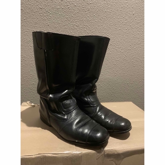 白バイ隊採用乗車靴 バイクブーツ メンズ 25.5㎝反射 白バイ隊 警察の