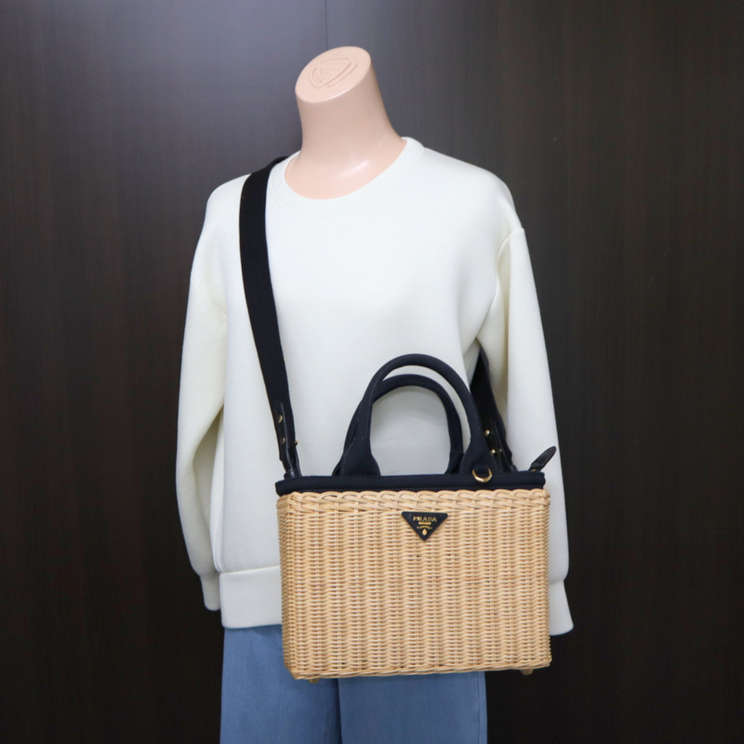 PRADA - 【PRADA】プラダ ウィッカーカナパ かごバッグ ナチュラル