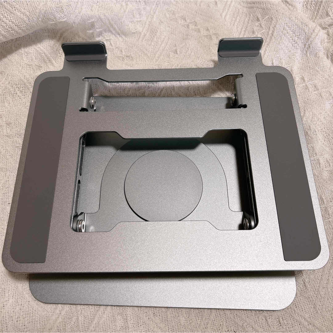 ノートパソコンスタンド 回転ブラケット 360 折りたたみ式シルバー