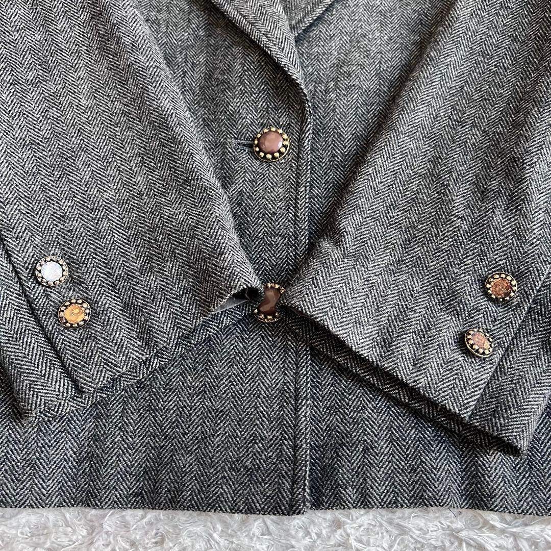 leilian - レリアン カシミヤ混 ウール ジャケット グレー系 13号