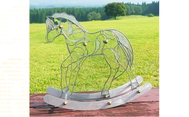 ステンドグラスオブジェ｢木馬｣（クリア） ステンドグラス オブジェ