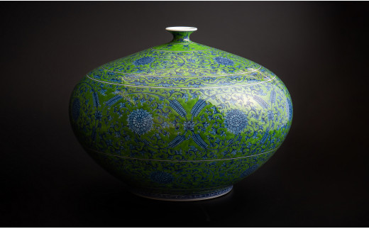 緑地唐草文壷 葉山有樹作 有田焼 月桃庵 A7000-3 - 佐賀県有田町