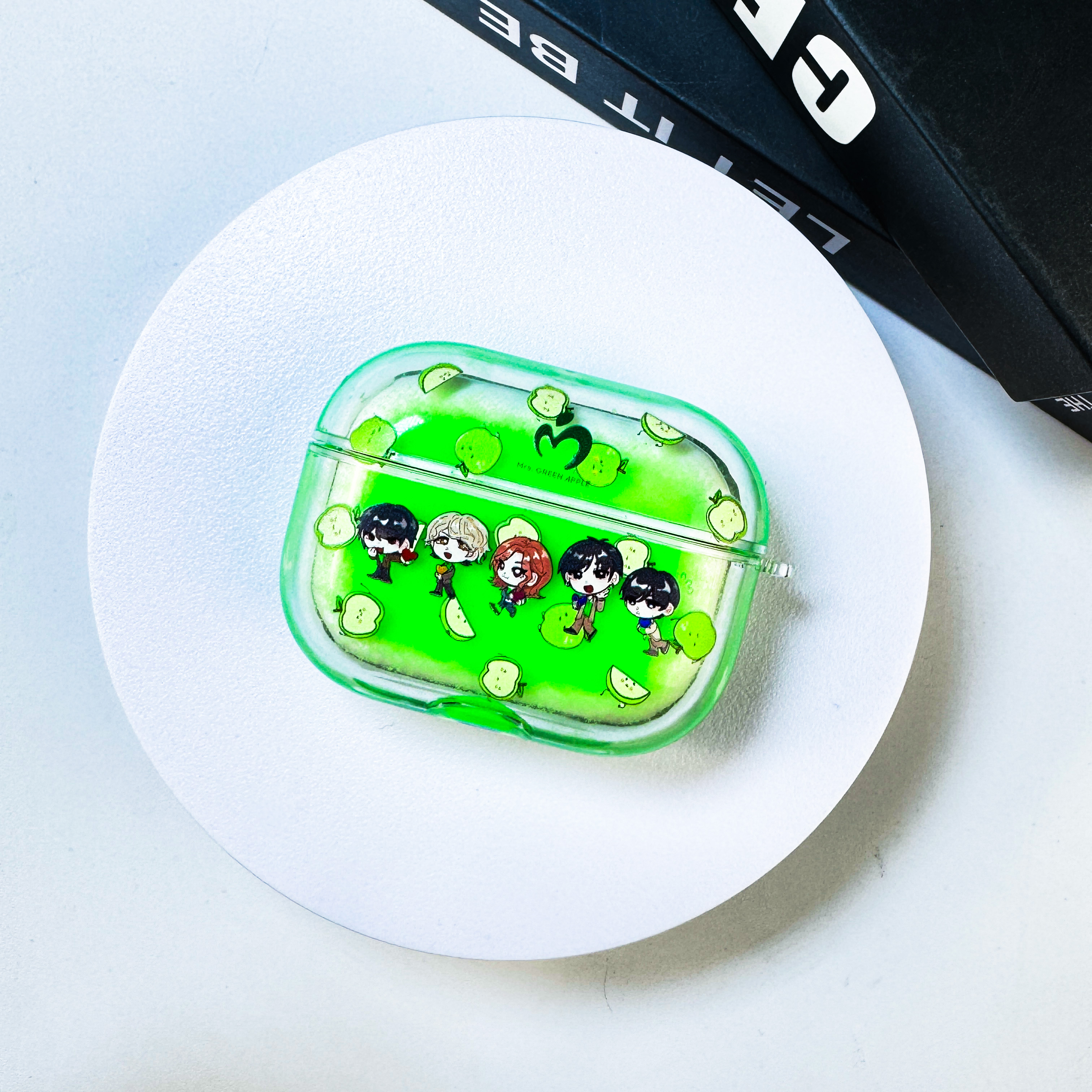 AirPods保護ケース キラキラ流砂イヤホンケース-緑【MrsGREENAPPLE