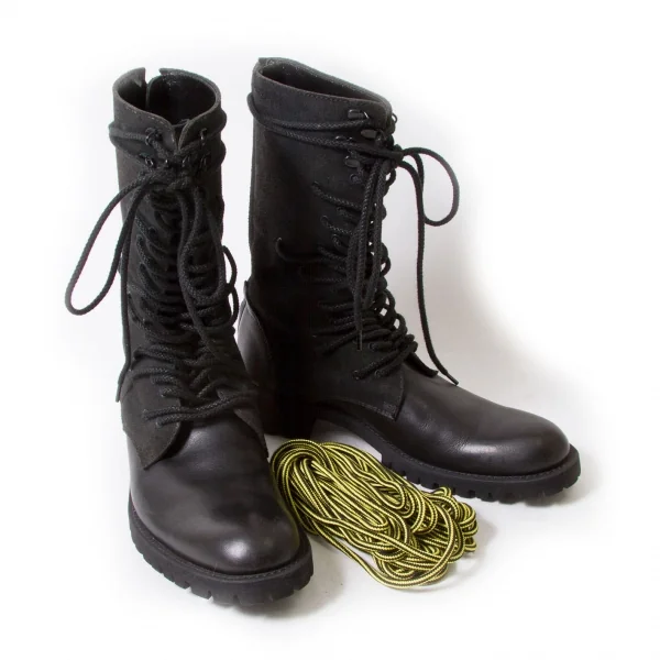 SALE】リミフゥLIMI feu ランダムホールレザーブーツ 黒LL（24.5位