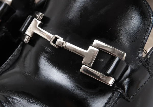グッチGUCCI ホースビットスクエアトゥレザーローファー 黒40E (24.5cm