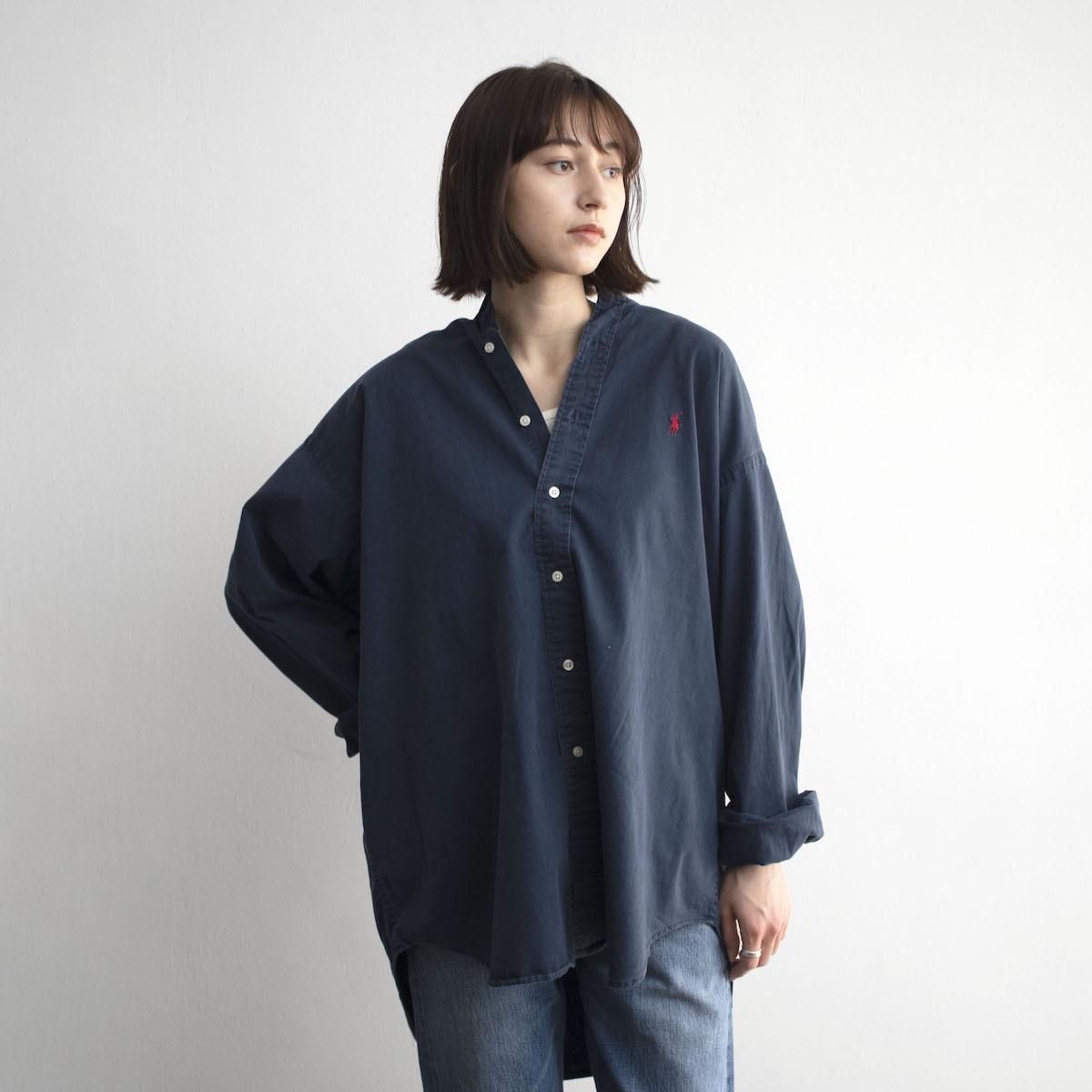 レディース] ラルフローレン ビッグサイズ バンドカラーカスタムシャツ