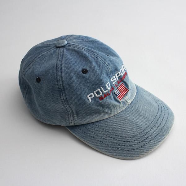 90's USA製 ポロスポーツ ロゴ刺繍 デニムキャップ [POLO SPORT