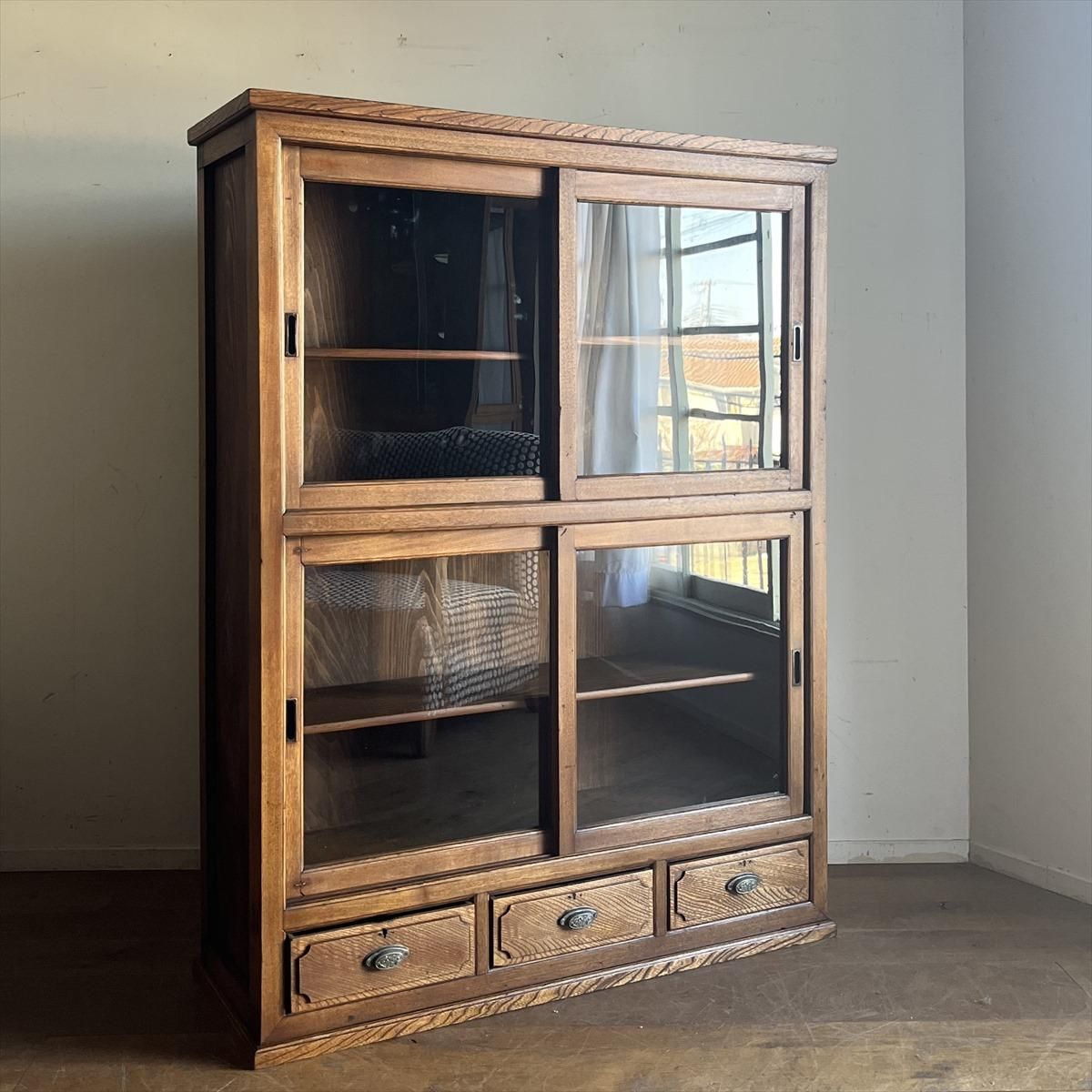 キャビネット/食器棚/ニレ - 古家具・古道具 アンティーク家具 kubu