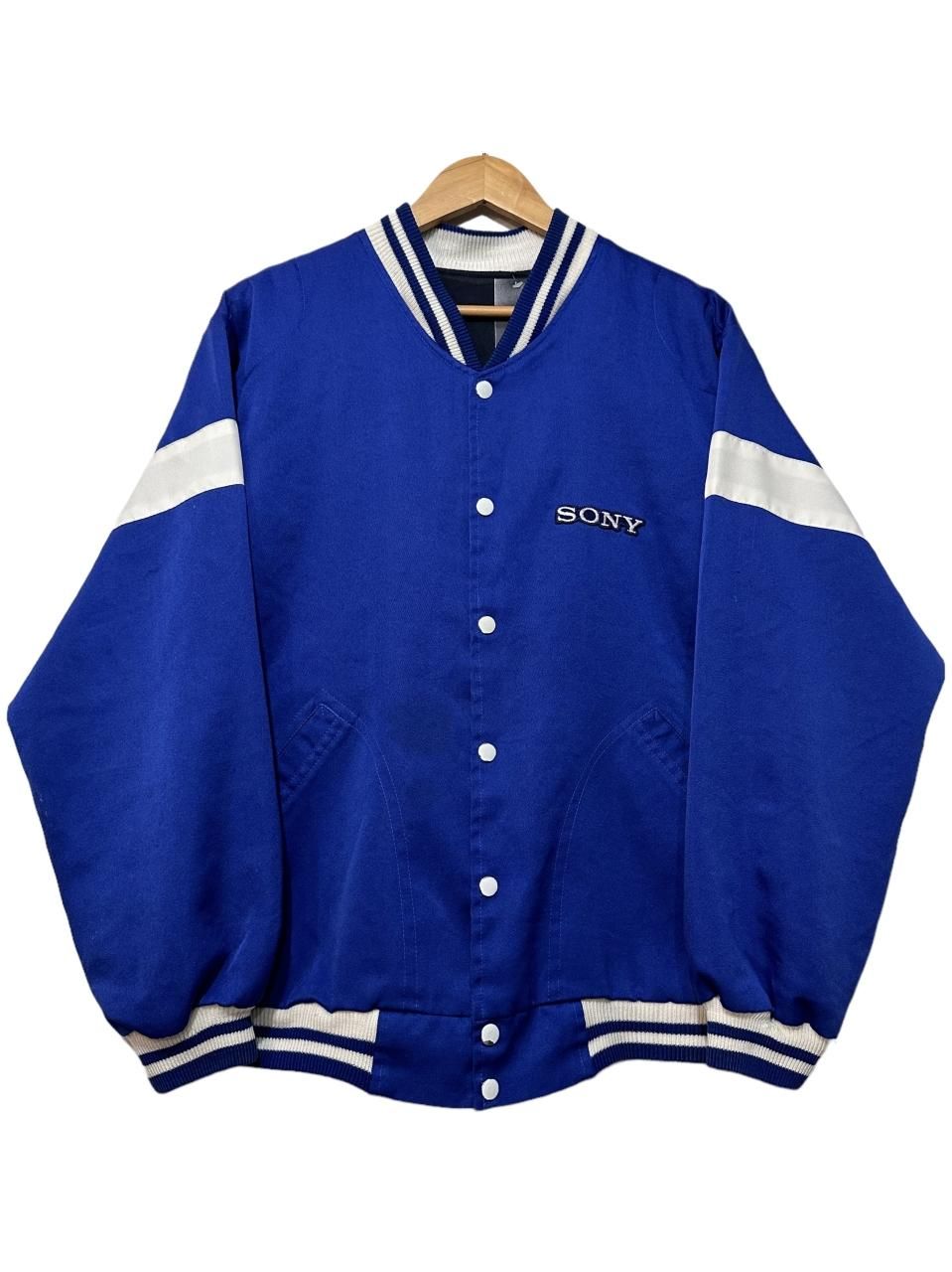 90s SONY Jersey Varsity Jacket 青 XL ソニー バーシティジャケット