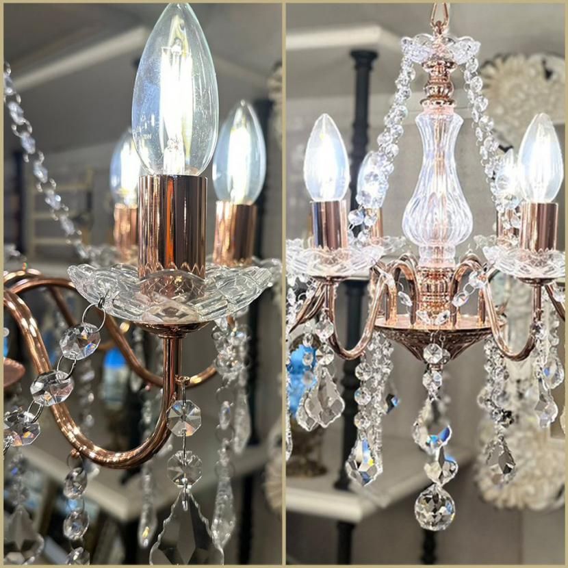 アンティーク調 シャンデリア ピンクゴールド 8灯 os-001-8-pg