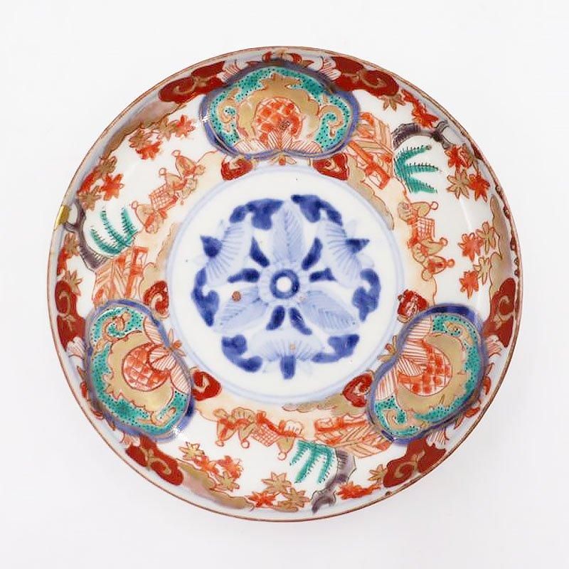 伊万里焼 手描き色絵 小皿 金継ぎ アンティーク