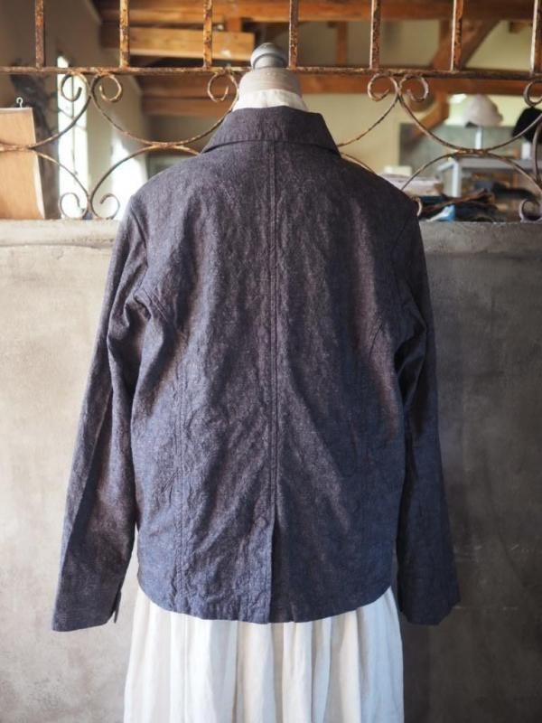 ラウンドカーディガンジャケット リラックス コットンリネン