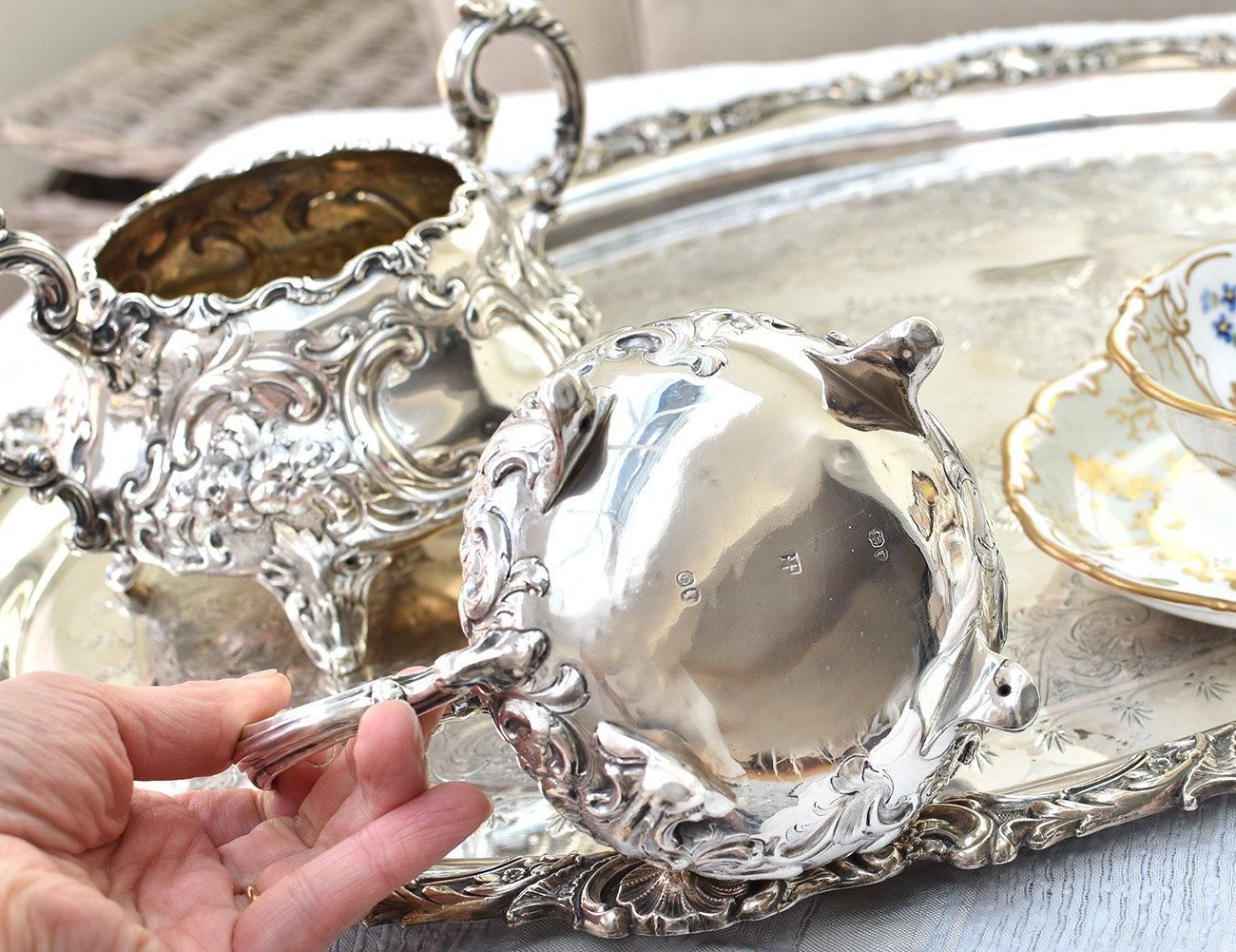 英国アンティーク銀器【純銀】1849年 ティーセット ルイスタイル