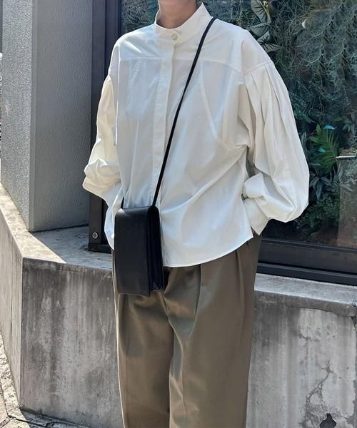 Audrey and John Wad - スタンドカラータックスリーブブラウス （L1105