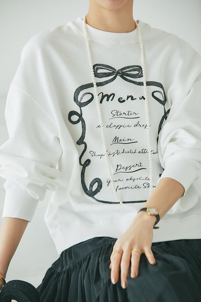 20％off】menuプリントトレーナー(ホワイト×ブラック) - seventen